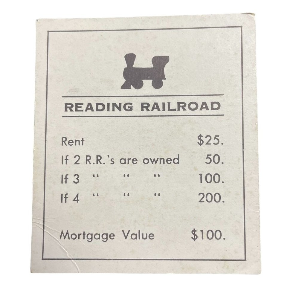 Monopoly Classic Reading Railroad Property Title Deed Card Replacement u